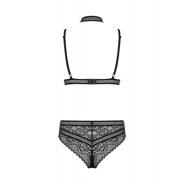 Боді комплект чорний Obsessive Ailay teddy set S/M