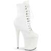 Ботинки Flamingo-1020WR *Каблук 8 дюймов, 4-дюймовый PF-ботинок со шнуровкой спереди, молния сбоку, белая искусственная кожа