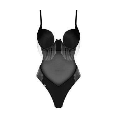 Боді Obsessive MILLADIS із срібними підвісками, чорний, XS/S