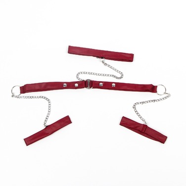 Платье с кружевом Star Night с ошейником и наручниками, бордово-черное, XS-S