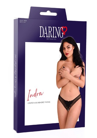 Комплект белья из прозрачного кружева с открытым доступом Daring Intimates, черный, S/M