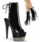 Ботильоны Pleaser Adore-1018-3 с каблуком 7 дюймов, открытым носком и пяткой 2 3/4 дюйма, молнией сбоку, чёрные
