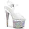 Босоніжки Pleaser Esteem-708DM на підборах 7 дюймів, босоніжки з ремінцем на щиколотці 3 дюйми з RS, прозорі/сріблясті