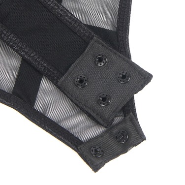 Боди из искусственной кожи Star Night, с гартером, черное, M