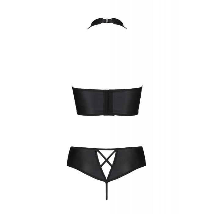 Комплект белья с вставками со стреп-ленты NANCY BIKINI black S/M - Passion