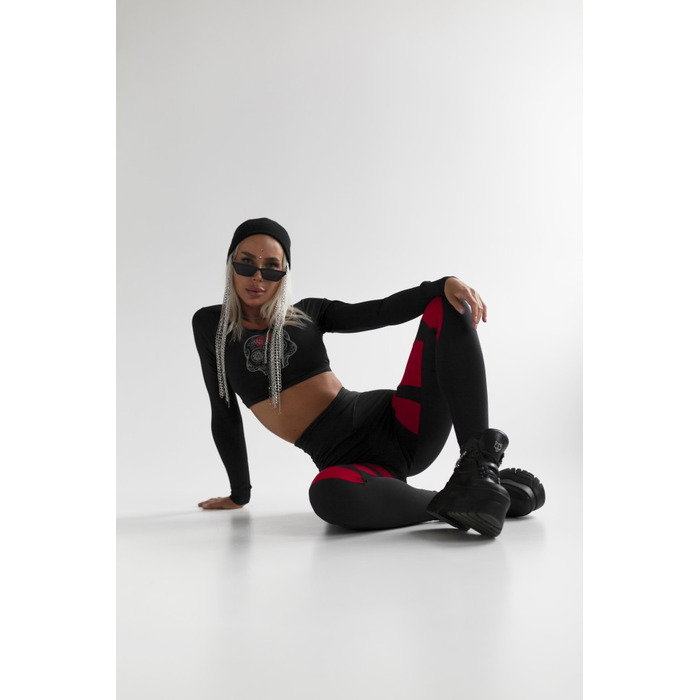 Топ LONG SLEEVE BLACK TOP WITH SKULL