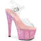 Босоніжки Pleaser Bejeweled-708RRS на підборах 7 дюймів, босоніжки з ремінцем на щиколотці 2 3/4 дюйма, з ремінцем на щиколотці, з полімерною основою, прозорі/ніжно-рожеві