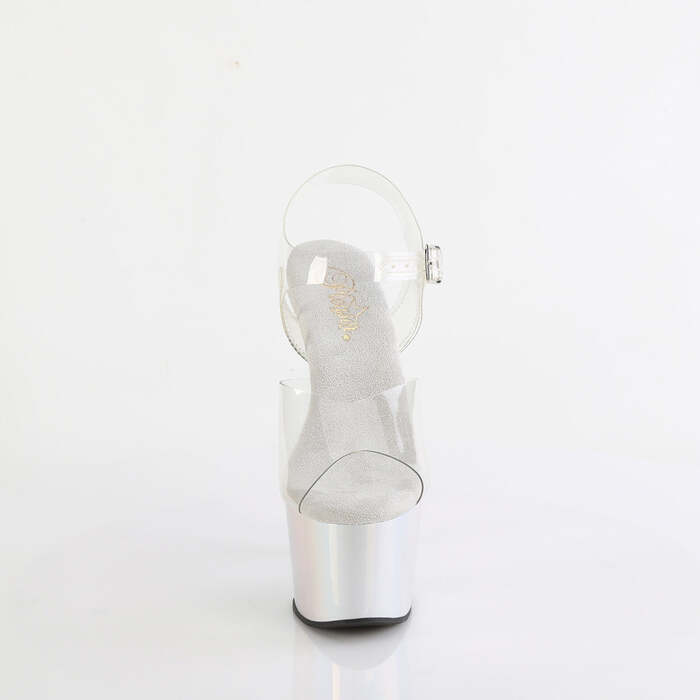 Босоножки Adore-708LQ, каблук 7 дюймов, ремешок на щиколотке шириной 2 3/4 дюйма, прозрачный/серебристый