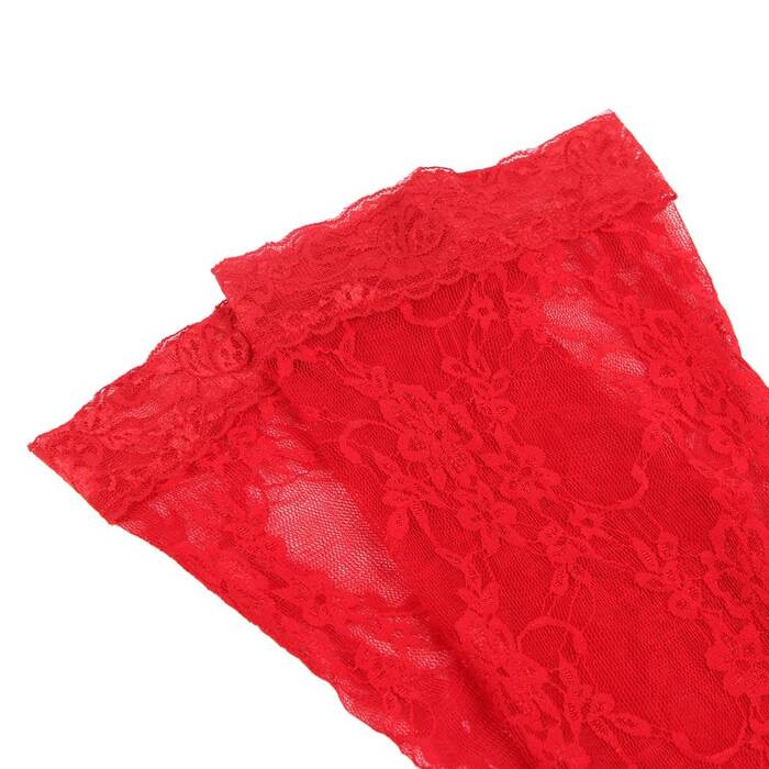 Комплект Star Night боди с воротником халтер и V образным вырезом+чулки, красный