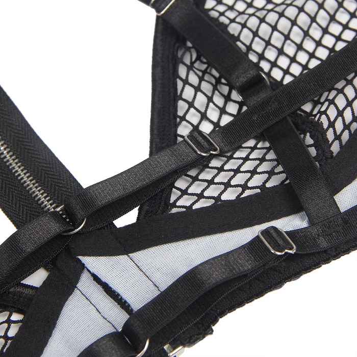 Сукня-костюм Star Night із застібками-блискавками та пажами для панчох, чорний, 5XL (без коробки)