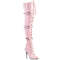 Boots Pleaser Seduce-3028 Эластичные сапоги до бедра на каблуке 5 дюймов, со шнуровкой, ремешком на пряжке и молнией сбоку, нежно-розовые