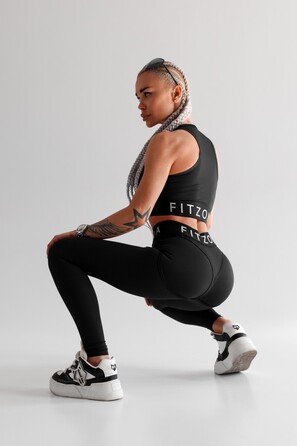 Леггинсы FZ Black Mesh Leggings with Imitation Shiny Thongs