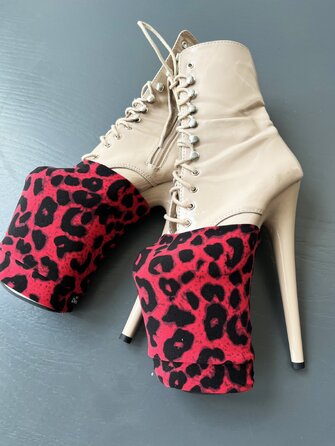 Захисти для Платформи Взуття Animal Print для Pole Dance Heels Захист та Стиль - червоний леопард