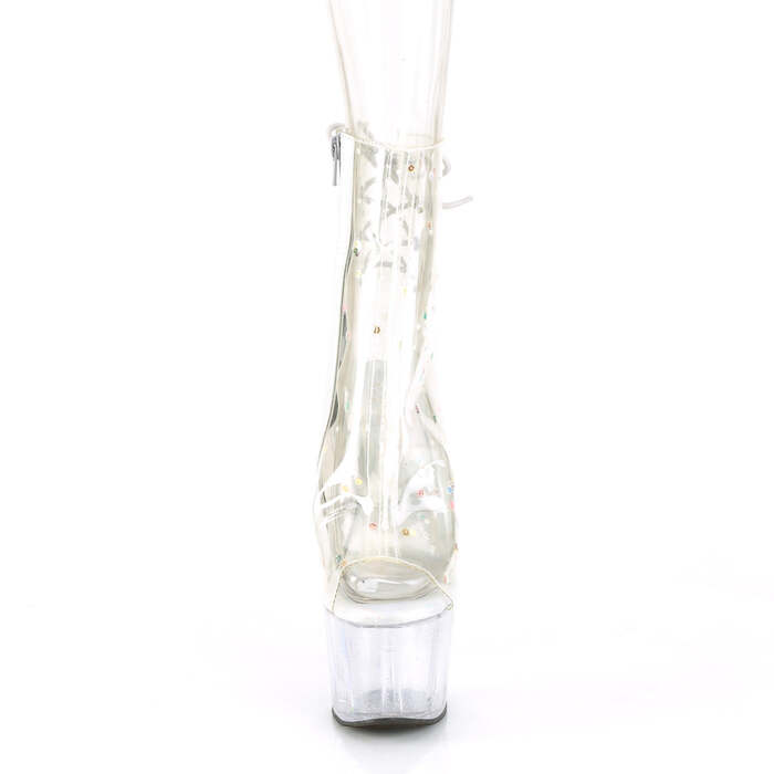 Ботильоны Adore-1018C-2, каблук 7 дюймов, 2 3/4 дюйма, открытый носок и пятка, молния сбоку, прозрачные