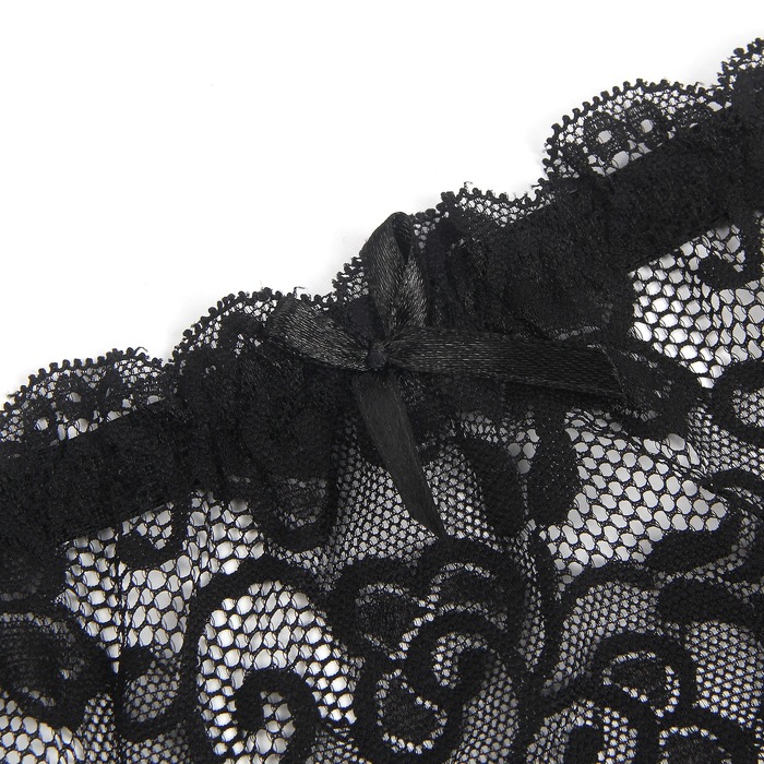 Комплект мереживний пояс для панчіх з трусиками StarNight, чорний, L