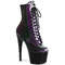 Чоботи Pleaser Adore-1020SHG *7-дюймовий каблук, 2 3/4-дюймові черевики на шнурівці з PF, блискавка збоку, фіолетові/чорні