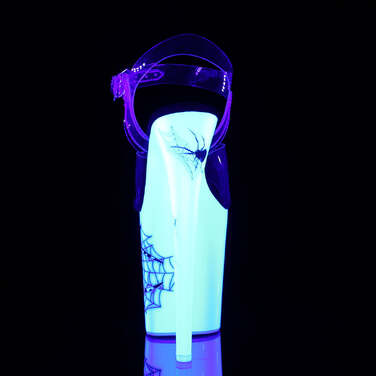 Босоножки Flamingo-808SW. Каблук 8 дюймов, ремешок на щиколотке 4 дюйма, прозрачный/белый.