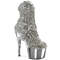 Ботильоны Pleaser Adore-1029CHRS *Каблук 7 дюймов, высота 2 3/4 дюйма, декорированная подошва PF RS, молния сбоку, серебристый/серебристый хром