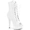 Чоботи Pleaser Boots Delight-1021 *6 дюймів на підборах, 1 3/4 дюйма з відкритим носком, шнурівкою та блискавкою збоку, білі