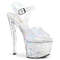 Босоніжки Pleaser Sky-308N *7 дюймів на підборах, 2 3/4 дюйма з ремінцем на щиколотці з рептилій PF, срібна голограма