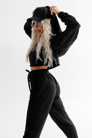 Кофта жіноча Fitzona Victory чорна для фітнесу та танців з вирізами