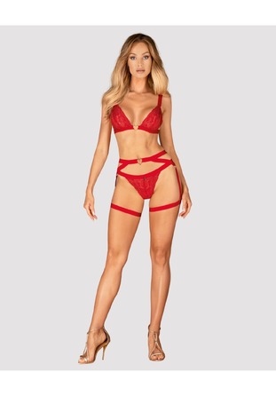 Портупея пояс Obsessive Elianes harness, червона, XS/S