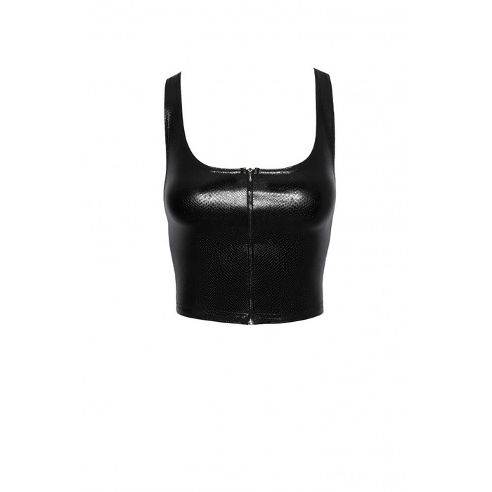 Топ эротичный виниловый со змеиным тиснением S F275 Noir Handmade, черный