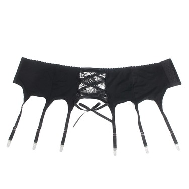 Мужской пояс кружевной с подвязками Star Night черный, M