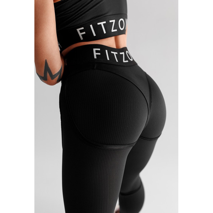 Леггинсы FZ Black Mesh Leggings with Imitation Shiny Thongs