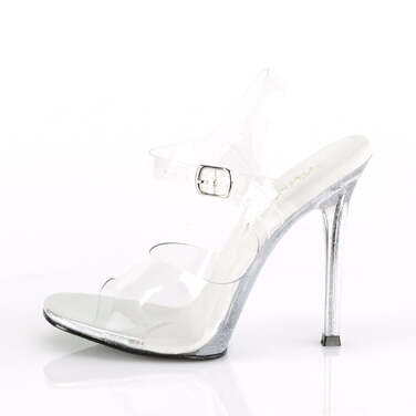 Босоножки Gala-08MG, каблук 4 1/2 дюйма, ремешок на щиколотке, с мелкими блестками/серебро, прозрачные