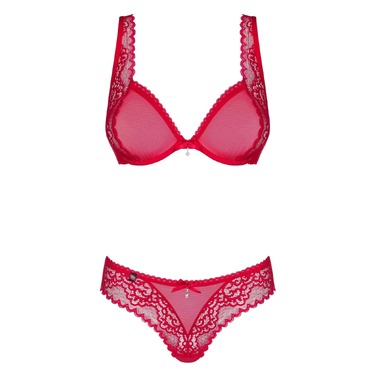 Комплект из двух частей из нежной сетки Obsessive ROUGEBELLE красный, L/XL