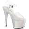 Босоніжки Pleaser Adore-708LQ на підборах 7 дюймів, з ремінцем на щиколотці 2 3/4 дюйма, прозорі/сріблясті
