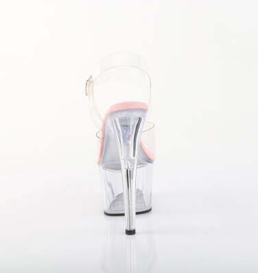 Босоніжки Adore-708 на підборах 7 дюймів, босоніжки з ремінцем на щиколотці 2 3/4 дюйма, рожеві/прозорі