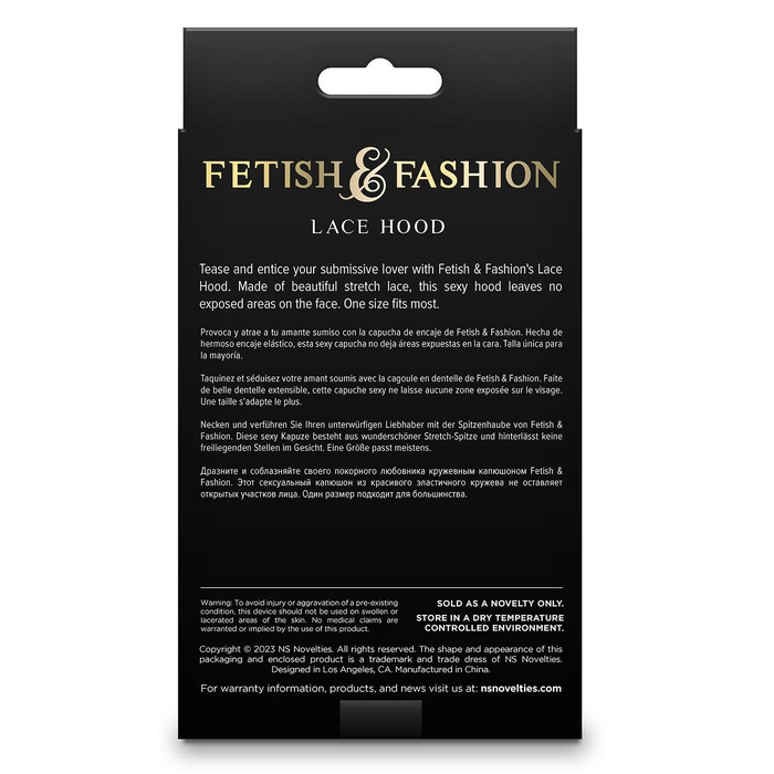 Кружевной капюшон-маска NS Novelties Fetish & Fashion белый