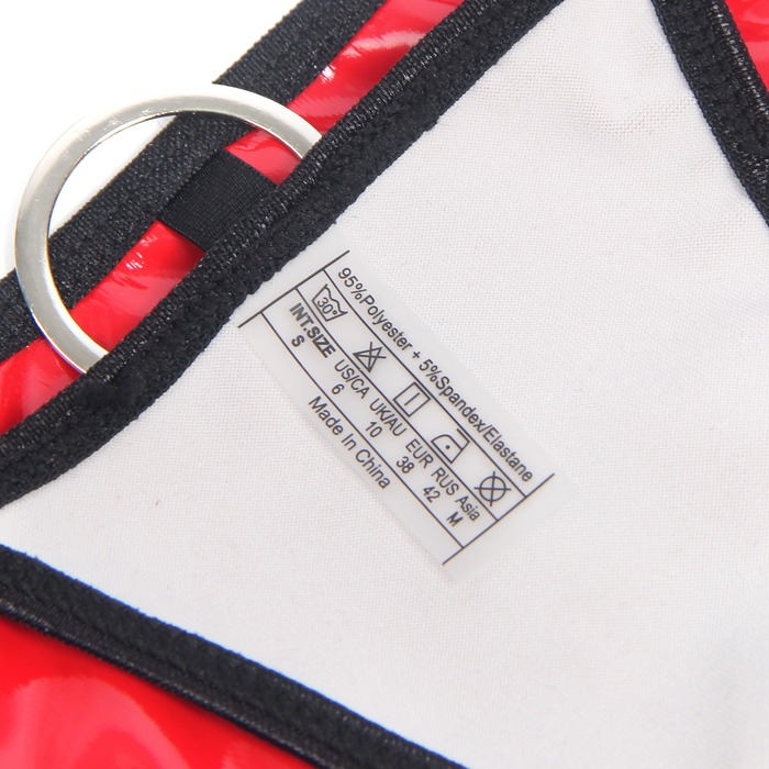 Сексуальный комплект белья Star Night из лакированной кожи и вставками из сетки, красно-черный, M