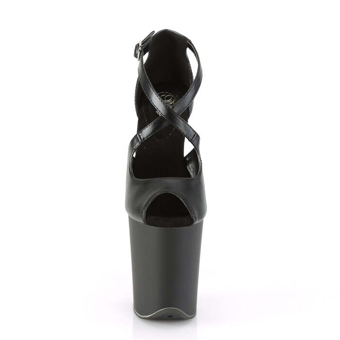 Босоножки Flamingo-821, каблук 8 дюймов, 4-дюймовый открытый носок, перекрещивающиеся ремни, черная веганская кожа/черный