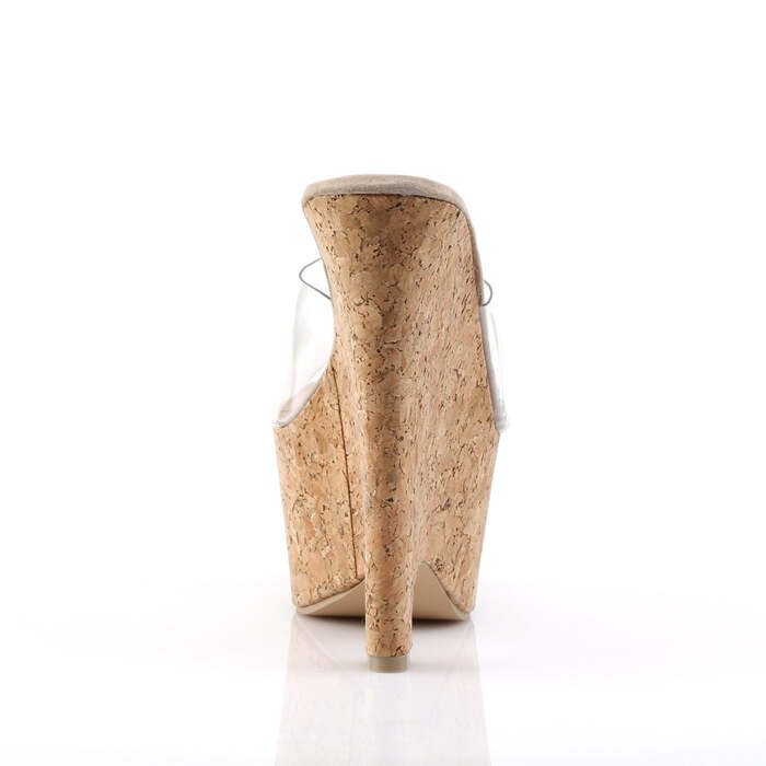 Босоножки Beau-601 с клином 6 1/2 дюйма и пробковой подошвой PF 2 3/4 дюйма, прозрачные/бежевые