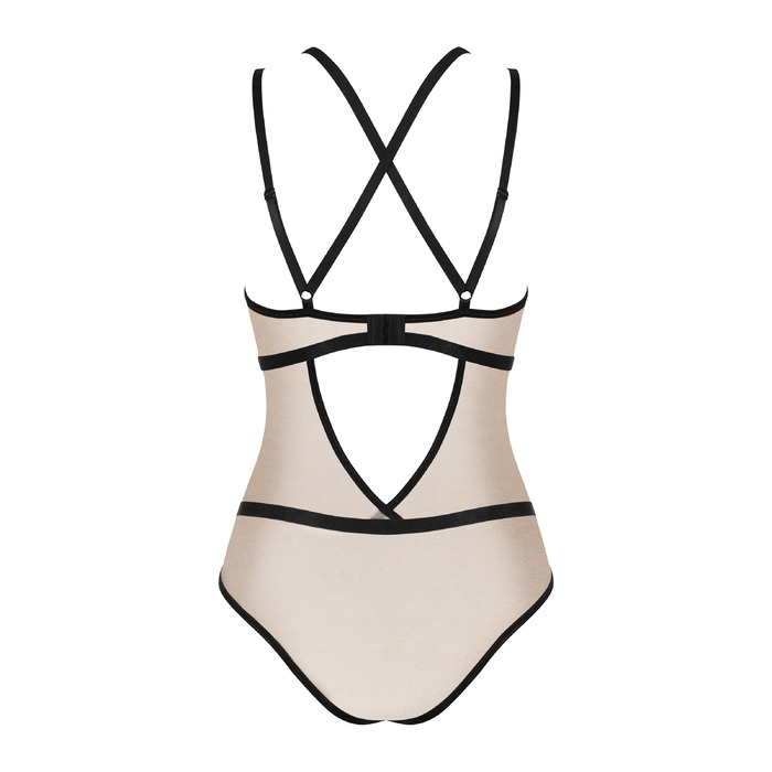 Боди с контрастными полосами Obsessive Nudelia teddy S/M