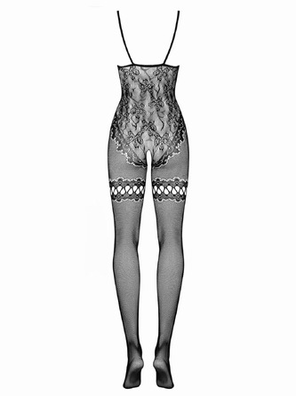 Комбинезон с цветочным мотивом Obsessive F213 и открытым доступом, черный, XL/XXL