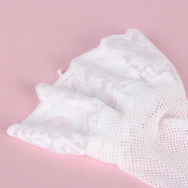 Панчохи в сіточку Star Night із мереживною коронкою, білі, XS-M