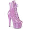 Ботинки Pleaser Adore-1020GP *7-дюймовый каблук, 2 3/4-дюймовые ботинки с PF шнуровкой спереди, молния сбоку, сиреневый блестящий лак