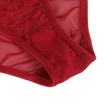 Сексуальні мереживні трусики Star Night з поясом і підв'язками для панчіх, червоний