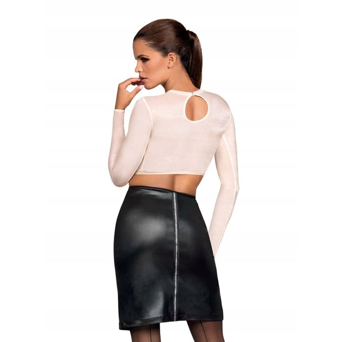 Комплект сексуальной одежды Obsessive Bossy топ и юбка, белый-черный, S/M