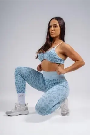 Компрессионные легинсы Nebbia Push-Up с леопардовым принтом PRIMAL Blue Leopard 849