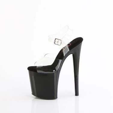 Босоножки Naughty-808, каблук 8 дюймов, ремешком на щиколотке шириной 4 дюйма, прозрачный/черный