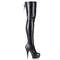 Чоботи Pleaser Delight-3063 на підборах 6 дюймів, чоботи до стегна 1 3/4 дюйма з мереживом ззаду, блискавка збоку, чорні, веганська шкіра/чорний колір