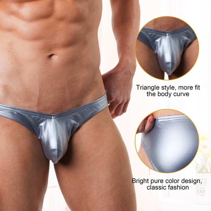 Сексуальные виниловые мужские трусы Star Night цвет металлик, S