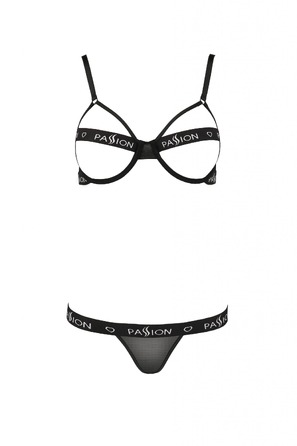 Комплект білизни з напіввідкритими грудьми Kyouka Passion, чорний, S/M