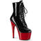 Чоботи Pleaser Adore-1020 на підборах 7 дюймів, двоколірні черевики на шнурівці 2 3/4 дюйма PF, чорні/червоні