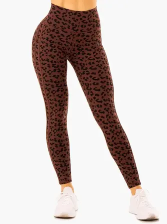 Леггинсы Ryderwear Evolution High Waisted Scrunch Leggings - Chocolate Leopard